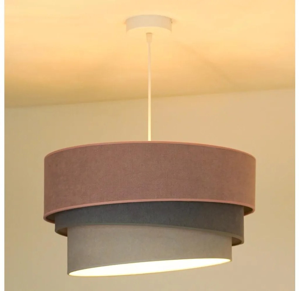 Duolla - Lampadario a sospensione con filo TRIO 1xE27/15W/230V diametro 45 cm rosa/grigio/bianco