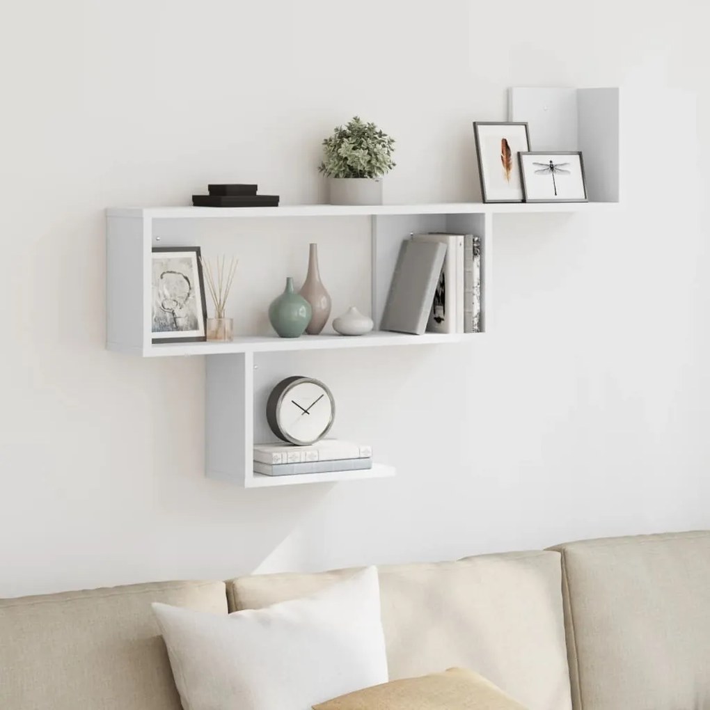 Scaffale A Parete Bianco 100x15x70 Cm İn Legno Multistrato /