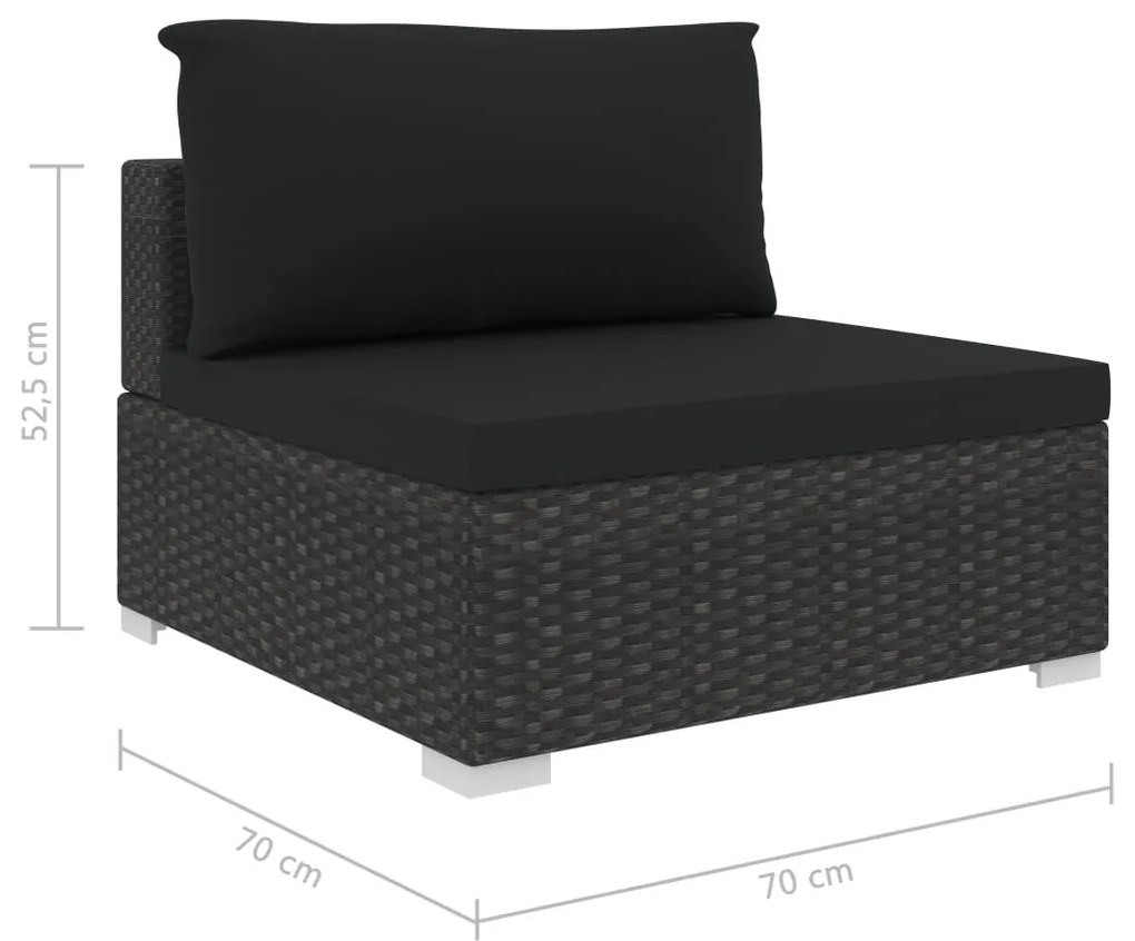 Set Divani da Giardino 5 pz con Cuscini in Polyrattan Nero