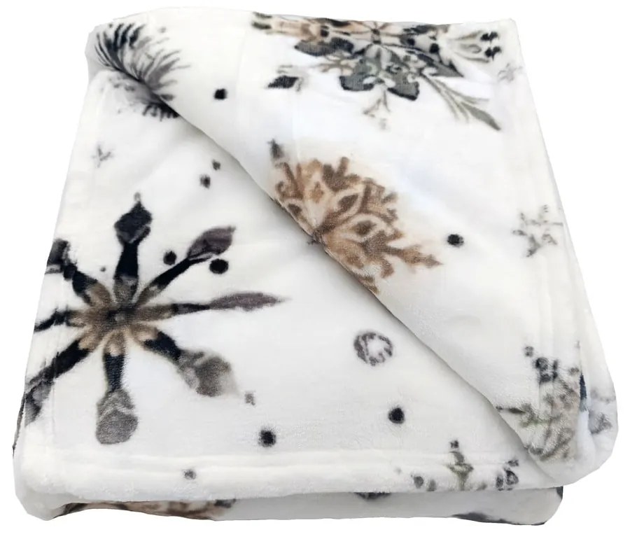 Coperta bianca in micropile a tema natalizio 150x200 cm Nord Flake – My House