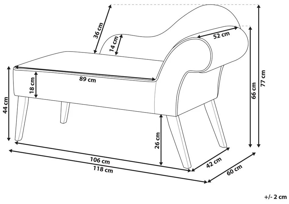 Chaise longue in tessuto velluto blu cobalto lato destro BIARRITZ Beliani
