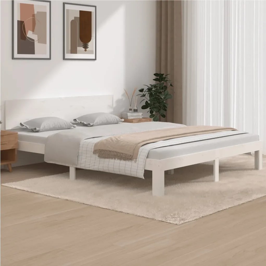 Giroletto Bianco İn Legno Massello Di Pino 160x200 Cm /