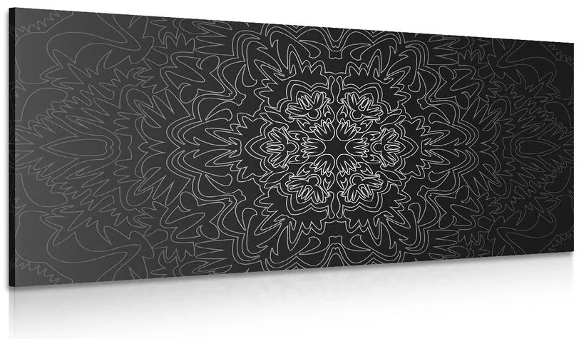 Quadro su tela – Mandala ornamentale in bianco e nero