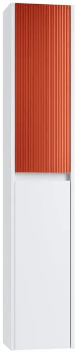 Colonna per mobile bagno Niwa 2 ante P 27 x L 30 x H 160 cm laccato opaco bianco con vetro paprika cannettato