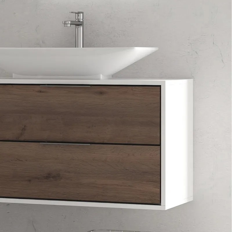 Mobile bagno 150cm doppio lavabo bicolore con 4 cassetti SPR-150D - KAMALU