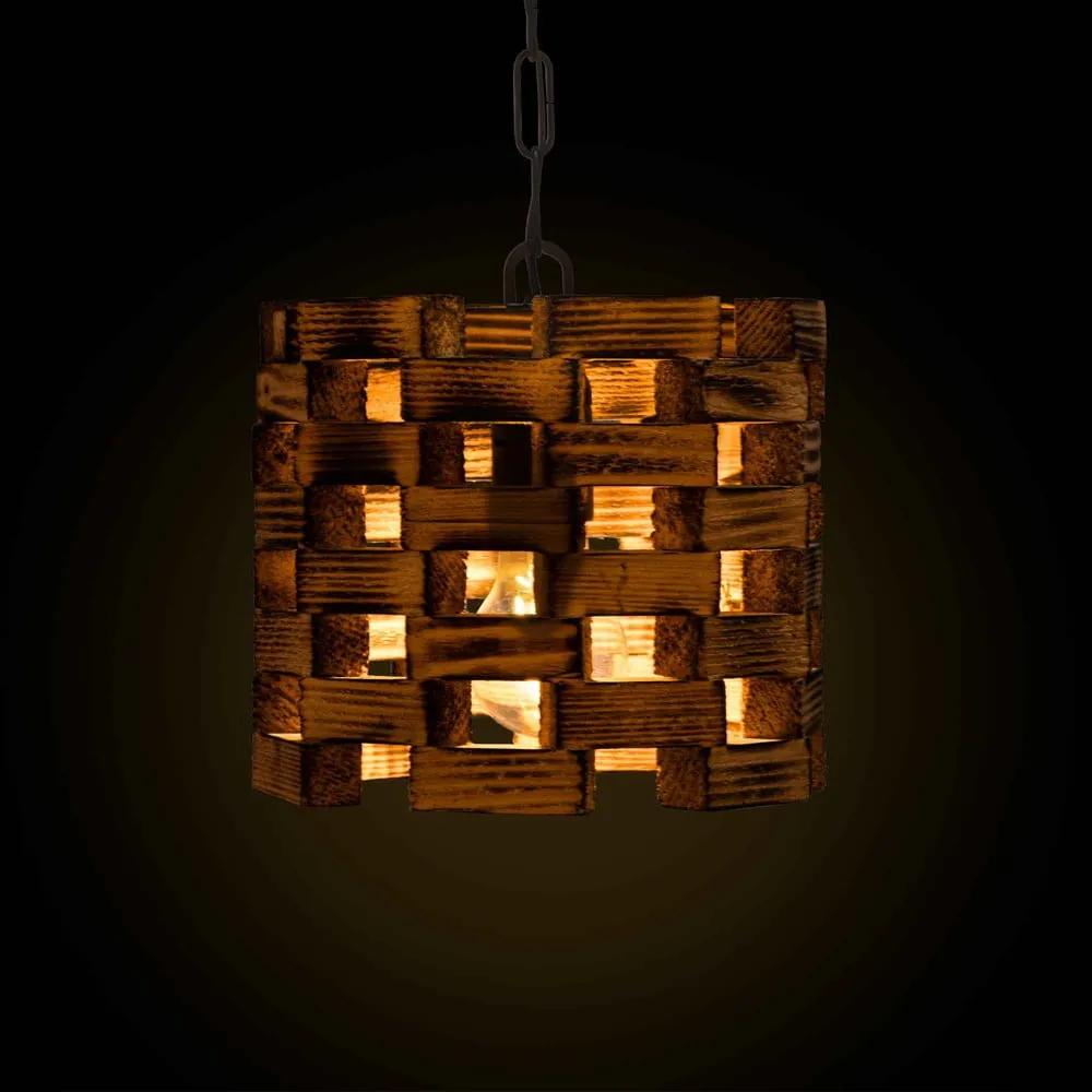 Lampada a sospensione in colore naturale con paralume in legno ø 20 cm Match - Squid Lighting