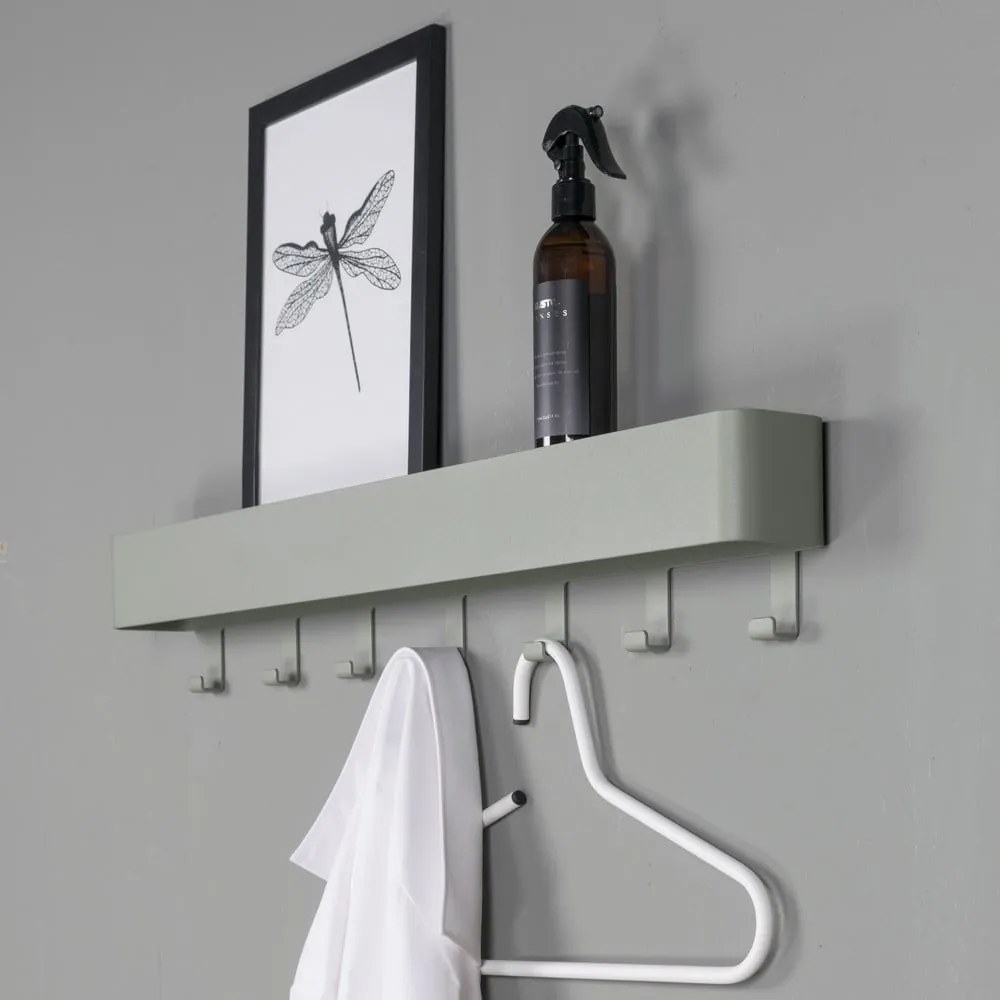 Attaccapanni da parete verde polveroso in metallo con scaffale 72 cm Dax Play – Spinder Design