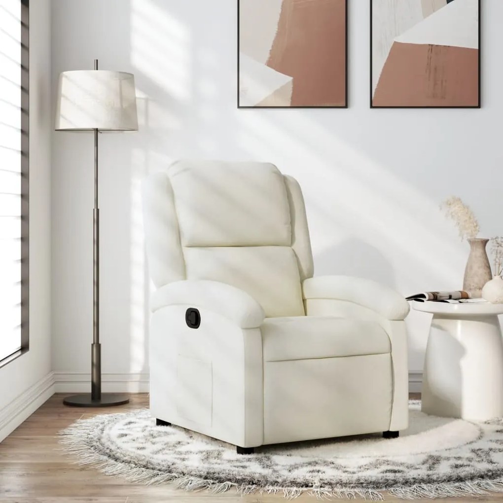 Poltrona Reclinabile Crema İn Velluto /