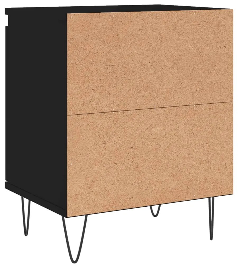 Comodini 2 pz Neri 40x30x50 cm in Legno Multistrato