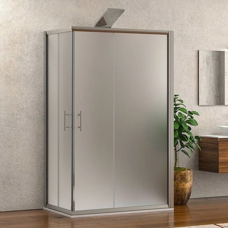 Kamalu - Box doccia tre lati 70x90x70 vetro opaco apertura doppio scorrevole KF1000