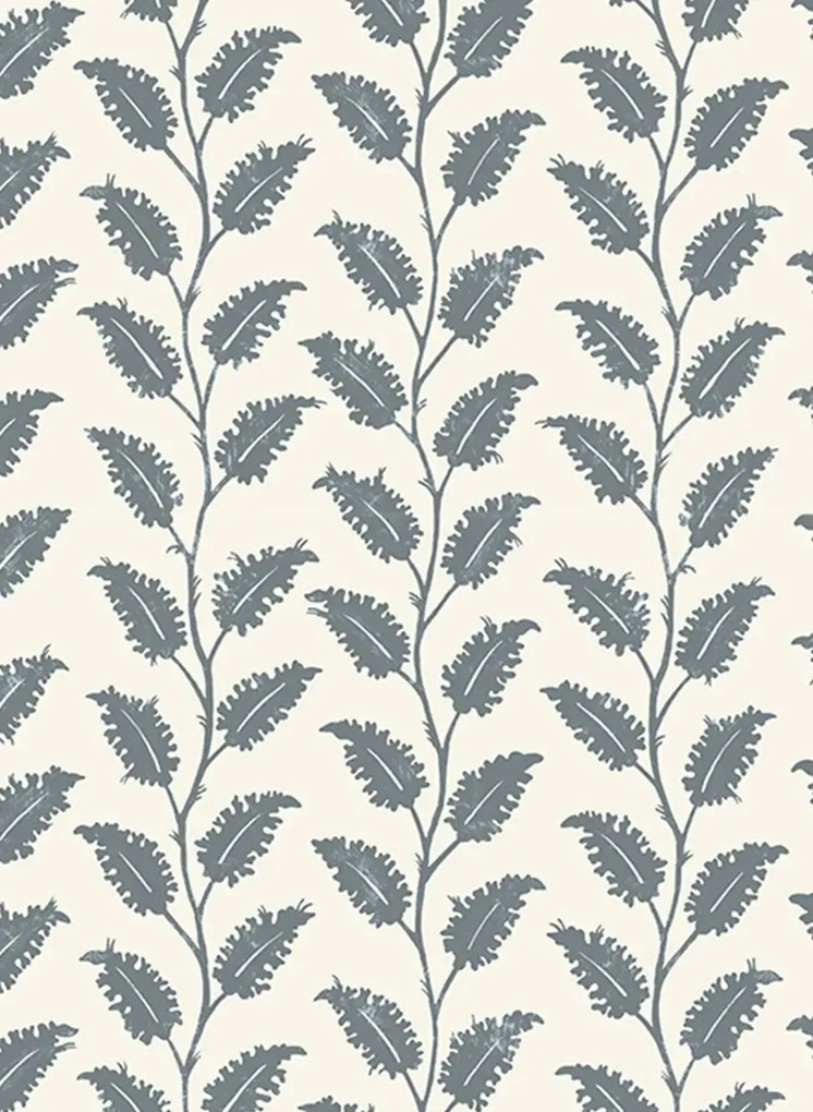 Josephine Munsey Carta da parati Leaf Wiggle - Bude Blue/ Cotswold White