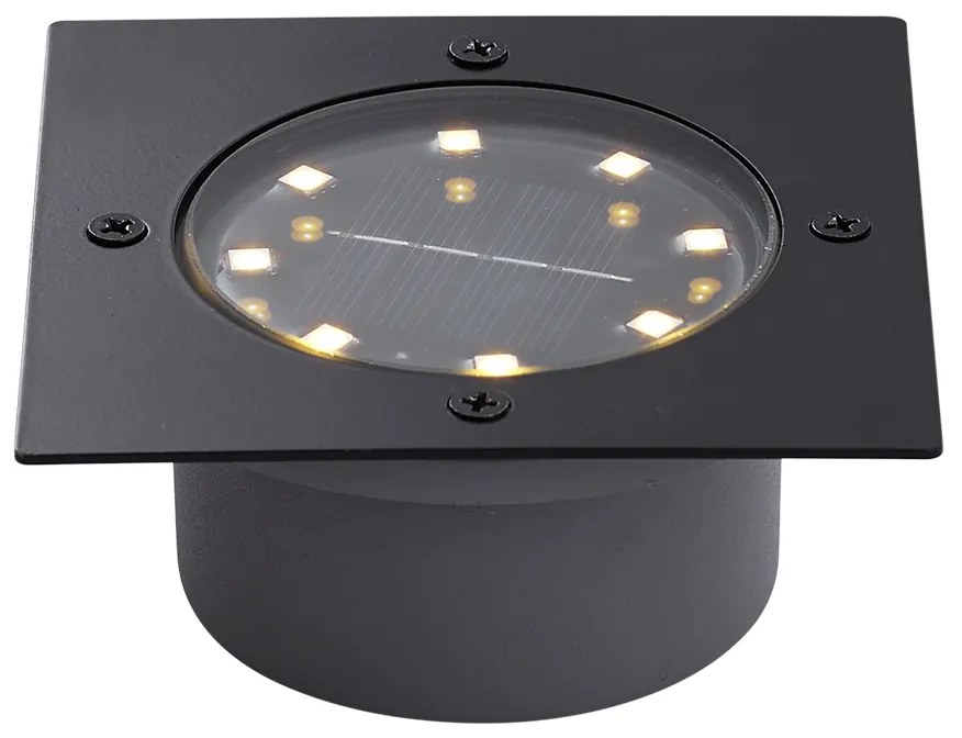 Set di 6 faretti da terra neri quadrati con LED IP65 solari - Terry