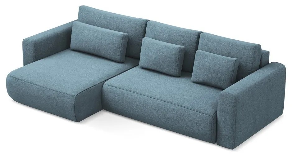 Divano angolare azzurro allungabile/con contenitore (con penisola a sinistra/con chaise lounge) Kapua – Makamii