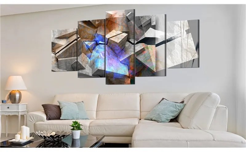 Quadro  Abstract Cubes  Colore Grigio, Dimensioni e Misure 100x50