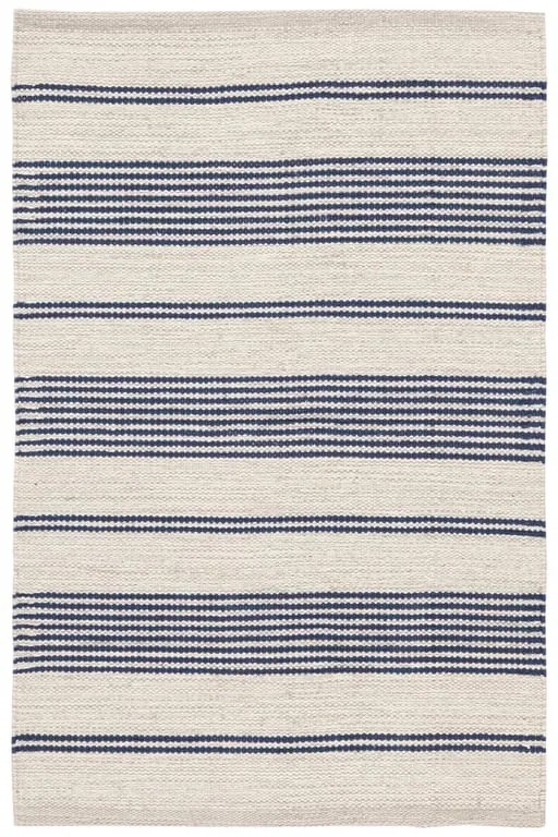 Tappeto Bay stripe geometrico in cotone blu, L 200 x L 140 cm