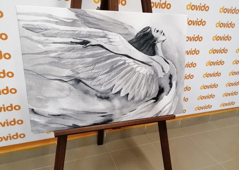 Quadro su tela – Angelo libero in bianco e nero