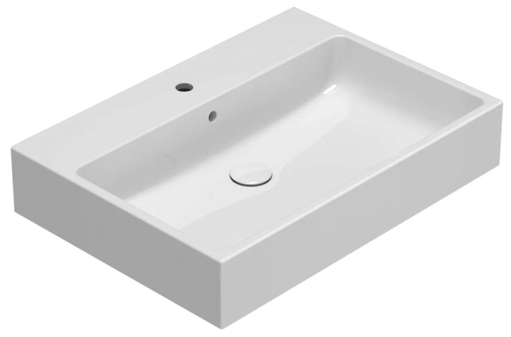 Globo i classici stone lavabo 70x50 sospeso o appoggio con bordo rubinetteria in ceramica bianco lucido