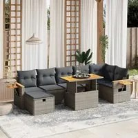 Set Divano da Giardino 8 pz con Cuscini Grigio in Polyrattan 3276154