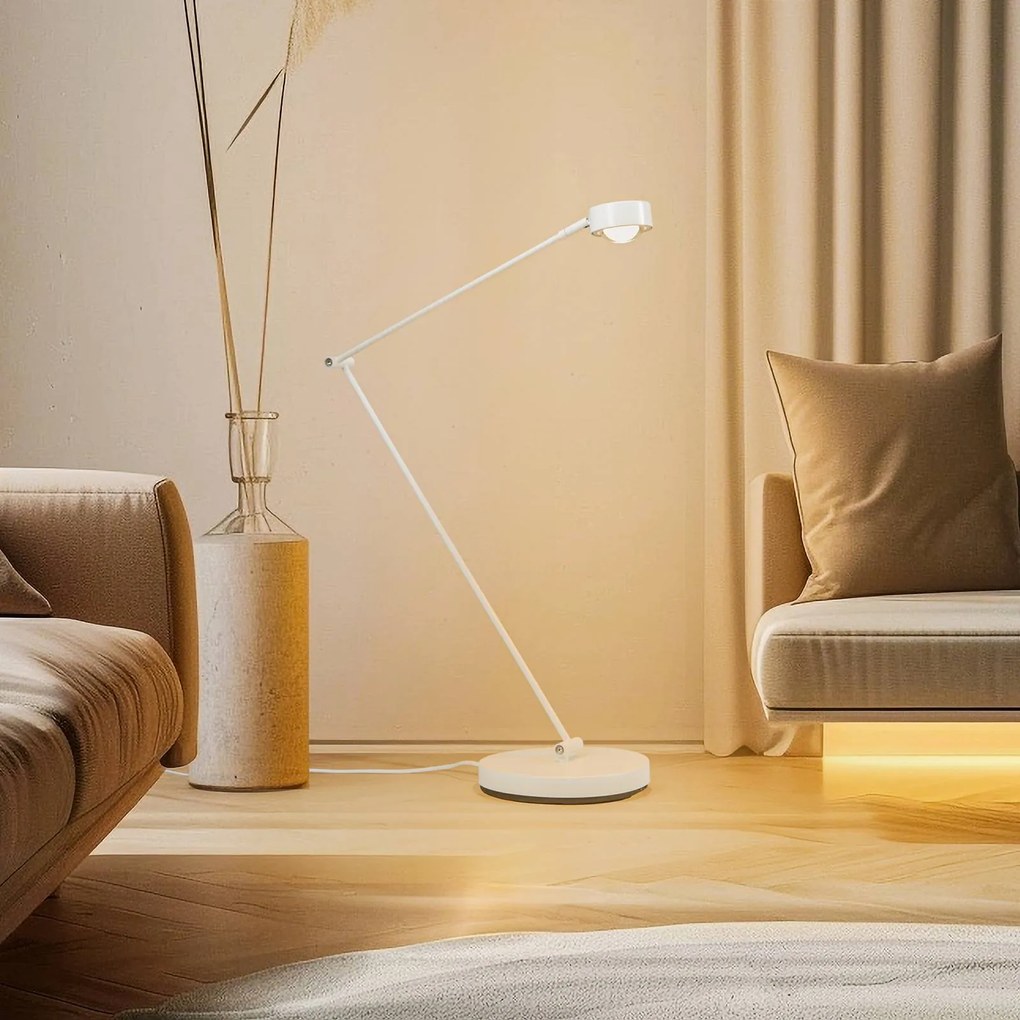 Lampada da terra Jyla Lindby, dimmerabile, Bianco / Opale, Soggiorno / Sala da pranzo, Metallo, Moderno, Lampada da terra