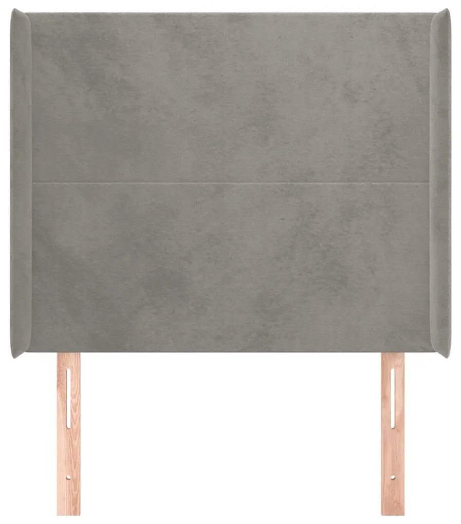Testiera ad orecchio grigio chiaro 103x16x118/128 cm in velluto