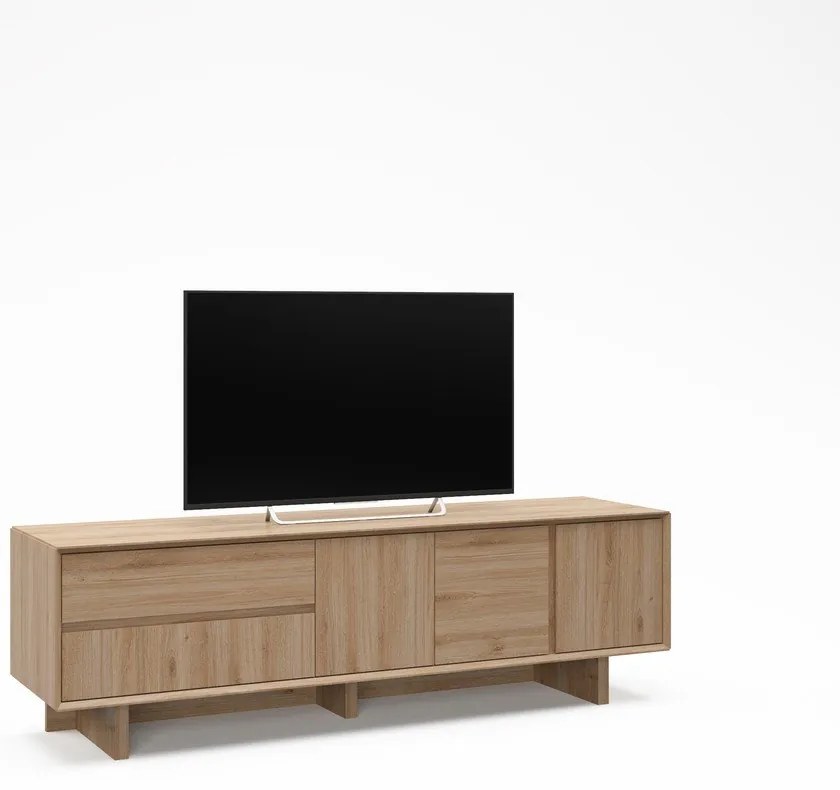 Mobile TV di colore naturale con effetto rovere 180x55x45 cm Carpi – Marckeric