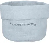 Cestino ottanio 20x14x15 cm con scritta in misto cotone