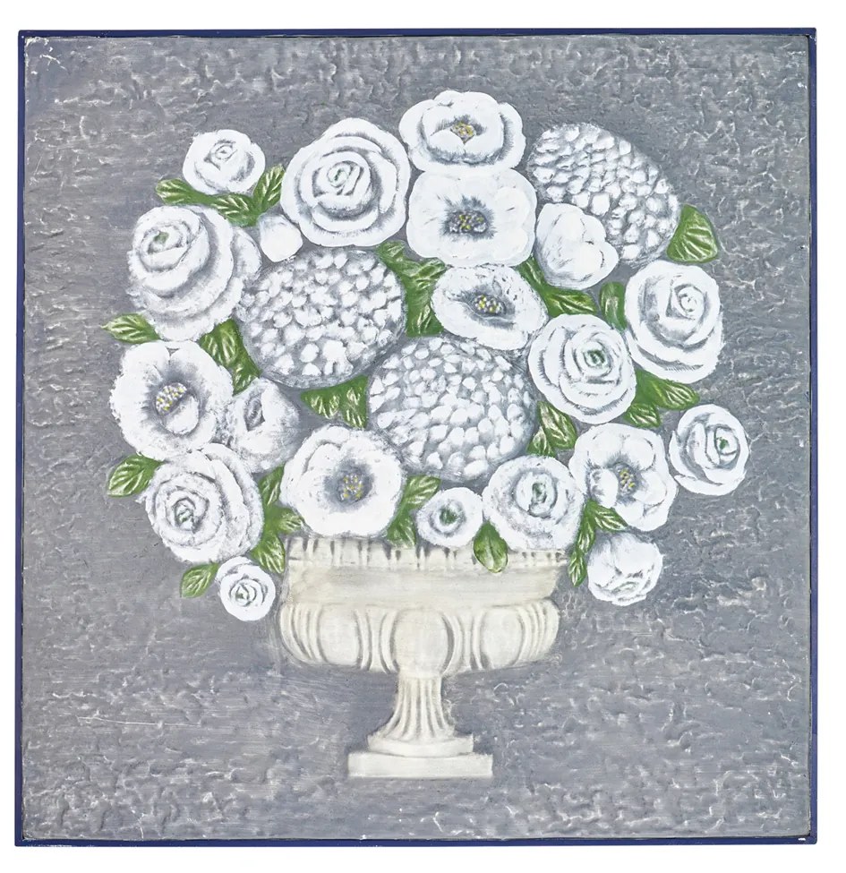 Quadro bouquet fondo grigio 81x81x6 cm