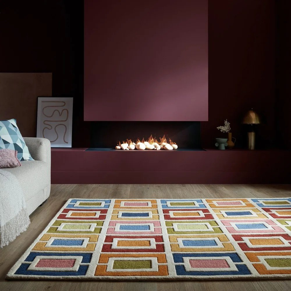 Tappeto in lana tessuto a mano 120x170 cm Retro Blocks - Flair Rugs