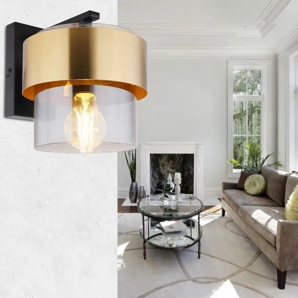 Globo 15560W - Applique MILEY 1xE27/60W/230V nero/ottone