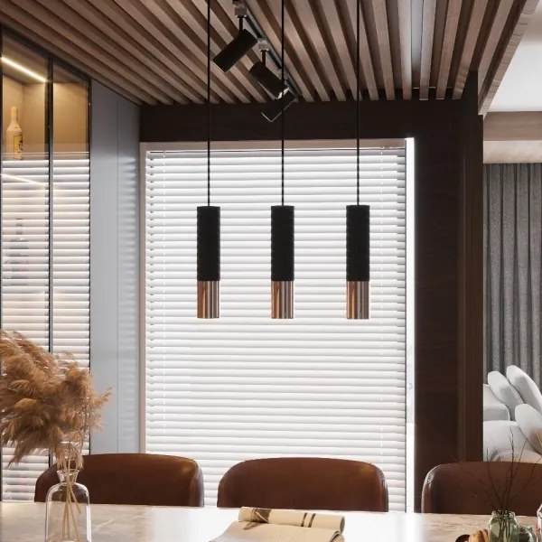 Sollux SL.0946 - Lampadario a sospensione con filo LOOPEZ 1xGU10/10W/230V nero/rame