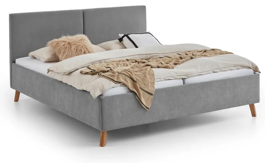 Letto matrimoniale imbottito grigio con rete inclusa 180x200 cm Piano – Meise Möbel