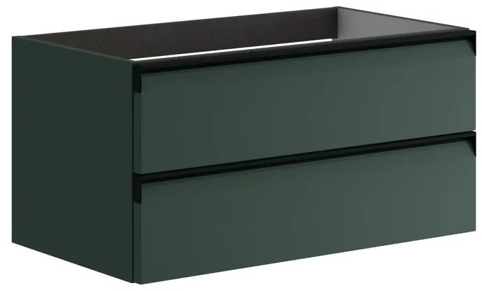 Mobile da bagno sospeso sotto lavabo L 79.5 x H 40 x P 45.5 cm verde laccato opaco, 2 cassetti VISOBATH Fusion