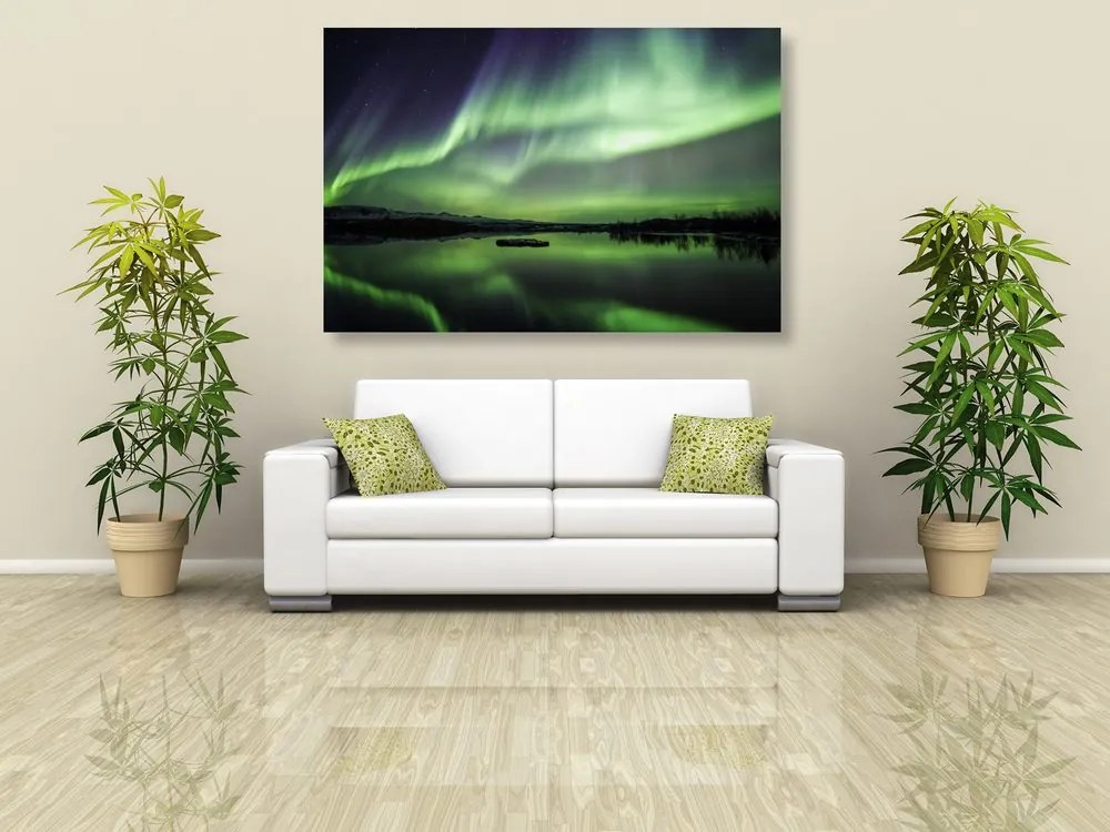 Stampa su tela – Aurora boreale verde