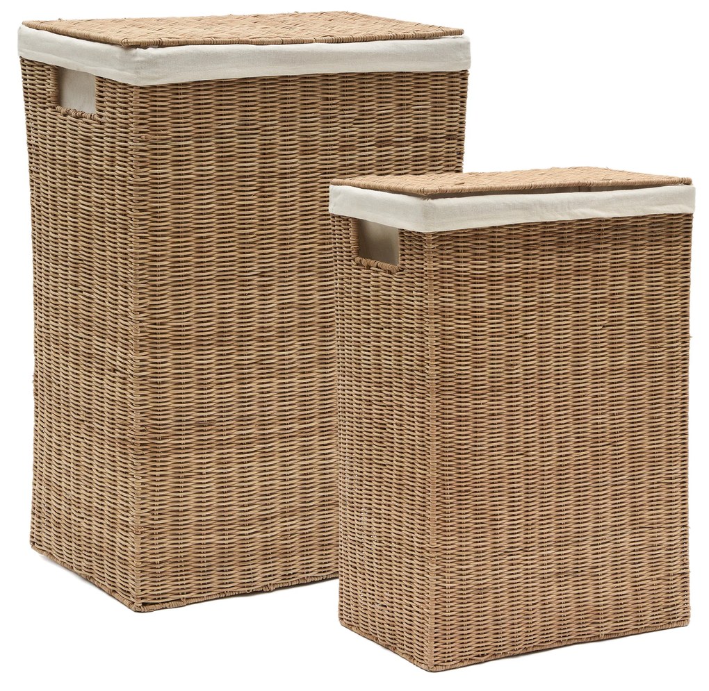 Kave Home - Set Indali di 2 ceste di rattan 43 x 27 cm / 50 x 32 cm