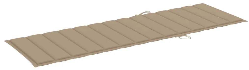 Lettino da giardino con cuscino beige legno pino impregnato