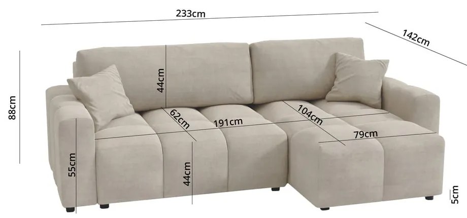 Divano angolare variabile beige Luki - Ropez