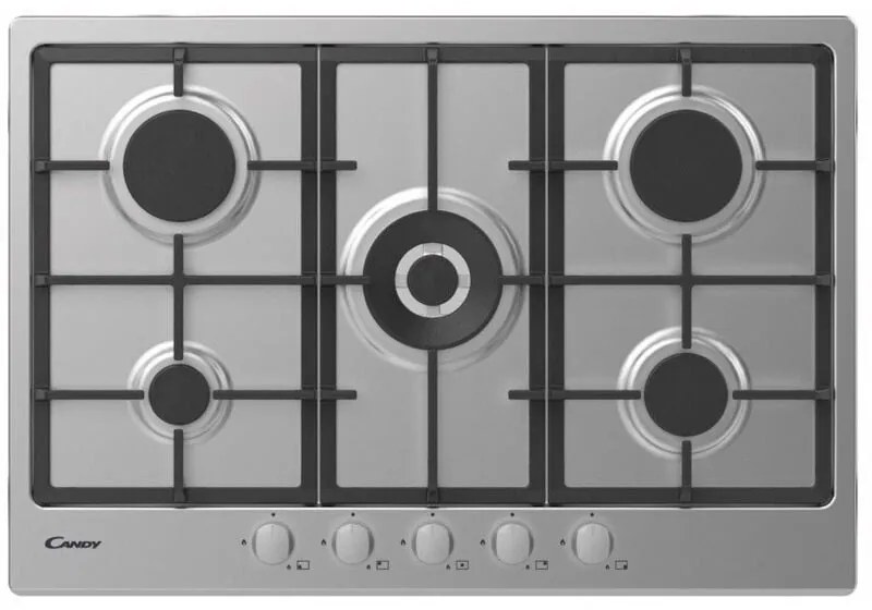 [prodotto Usato] Outlet Candy O-Chg74wx Piano Cottura Da Incasso 75cm 5 Fuochi A Gas Colore Inox - Con Difetti