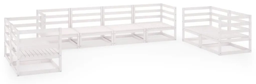 Set divani da giardino 8 pz bianco in legno massello di pino