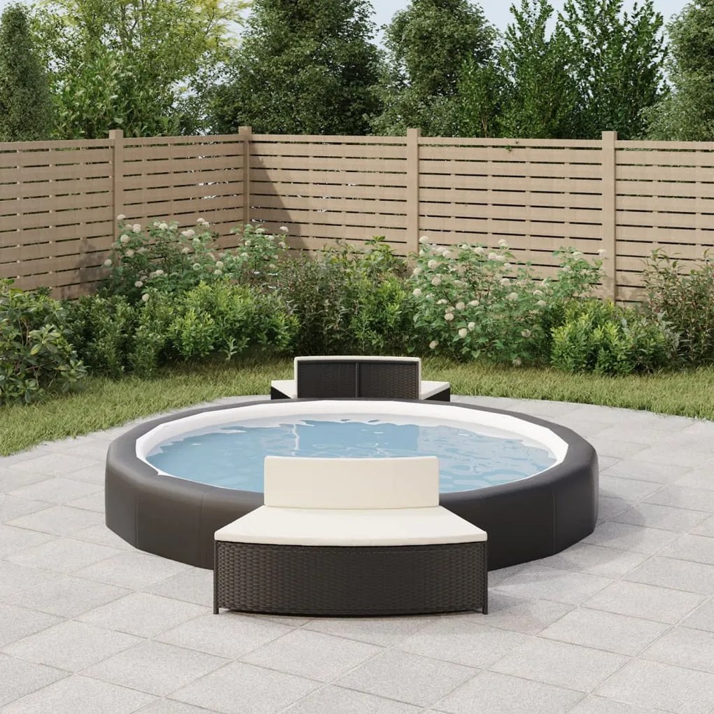 Panche Per Spa Con Cuscini 2 Pz İn Polyrattan Nero /