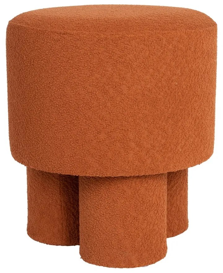 Poggiapiedi color mattone con rivestimento in bouclé Marcos – White Label