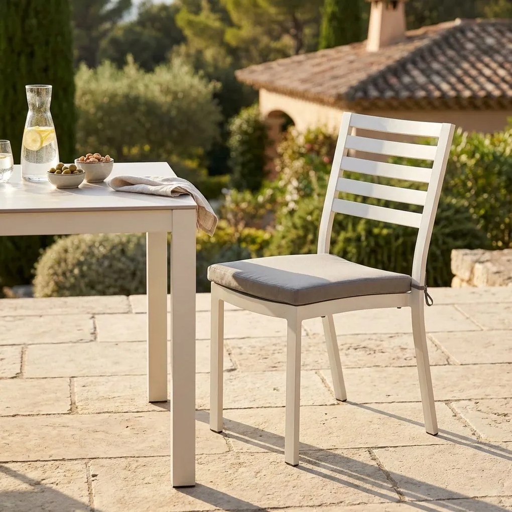 DEXTER - sedia da giardino in alluminio impilabile con cuscino