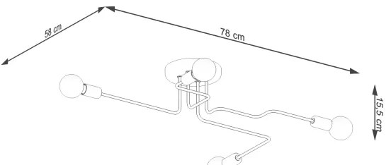 Sollux SL.1446 - Lampadario a plafone VECTOR 4xE27/15W/230V nero