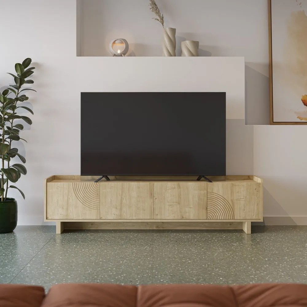 Mobile TV di colore naturale con effetto rovere 180x45x40 cm Daira – Marckeric