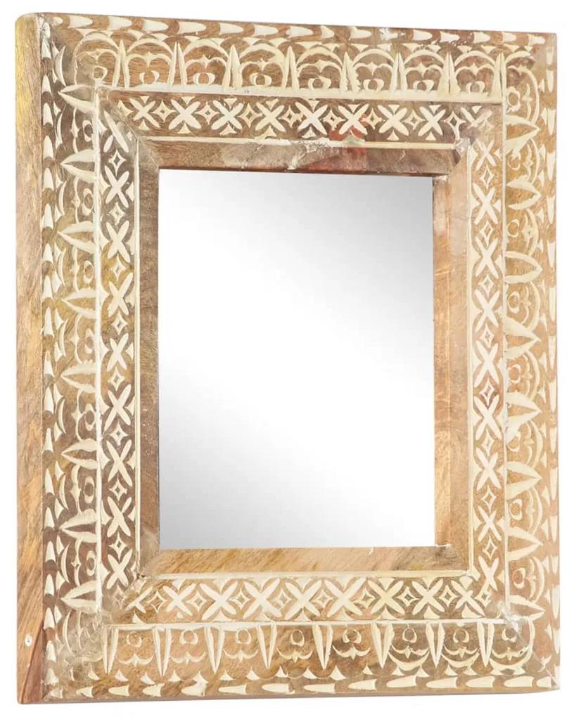 Specchio Intagliato a Mano 50x50x2,6 cm in Massello di Mango