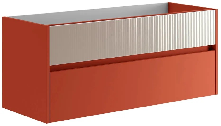 Mobile da bagno sotto lavabo Niwa rosso laccato opaco L 119.5 x H 50 x P 45.5 cm 2 cassetti, lavabo non incluso