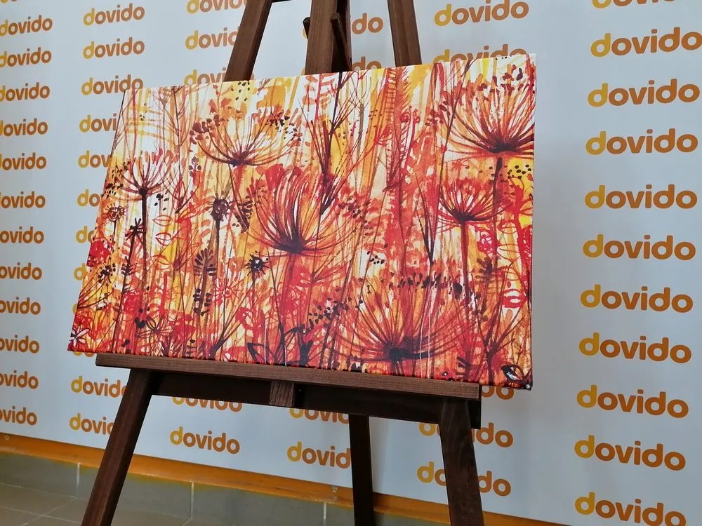 Quadro su tela – Dente di leone in tonalità arancioni