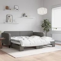 Divano Letto con Letto Estraibile Grigio Scuro 100x200 Tessuto 3196822