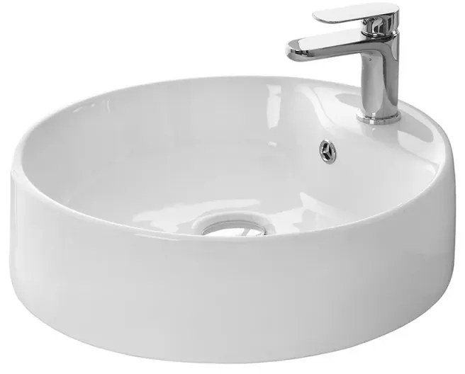 Lavabo da appoggio tondo D. 46 cm in ceramica bianco lucida