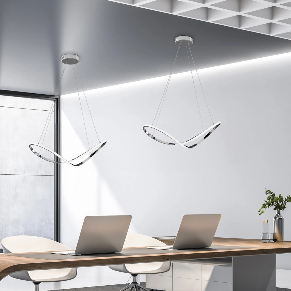 Sospensione Moderna Infinity Luce Led Integrata Metallo E Alluminio Cromo 