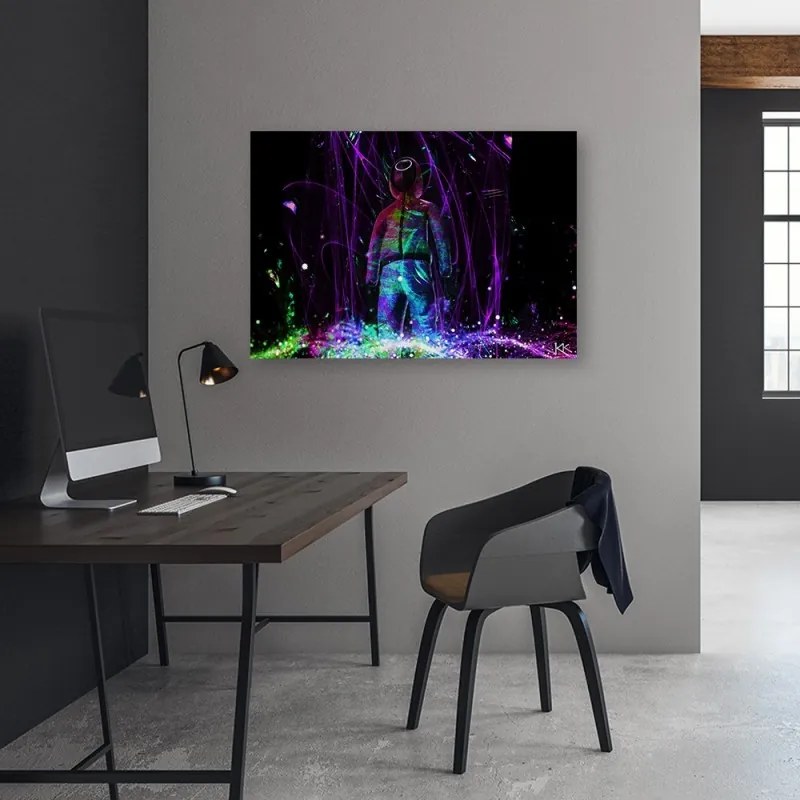 Quadro su tela, Giocatore al neon  Dimensioni 90x60